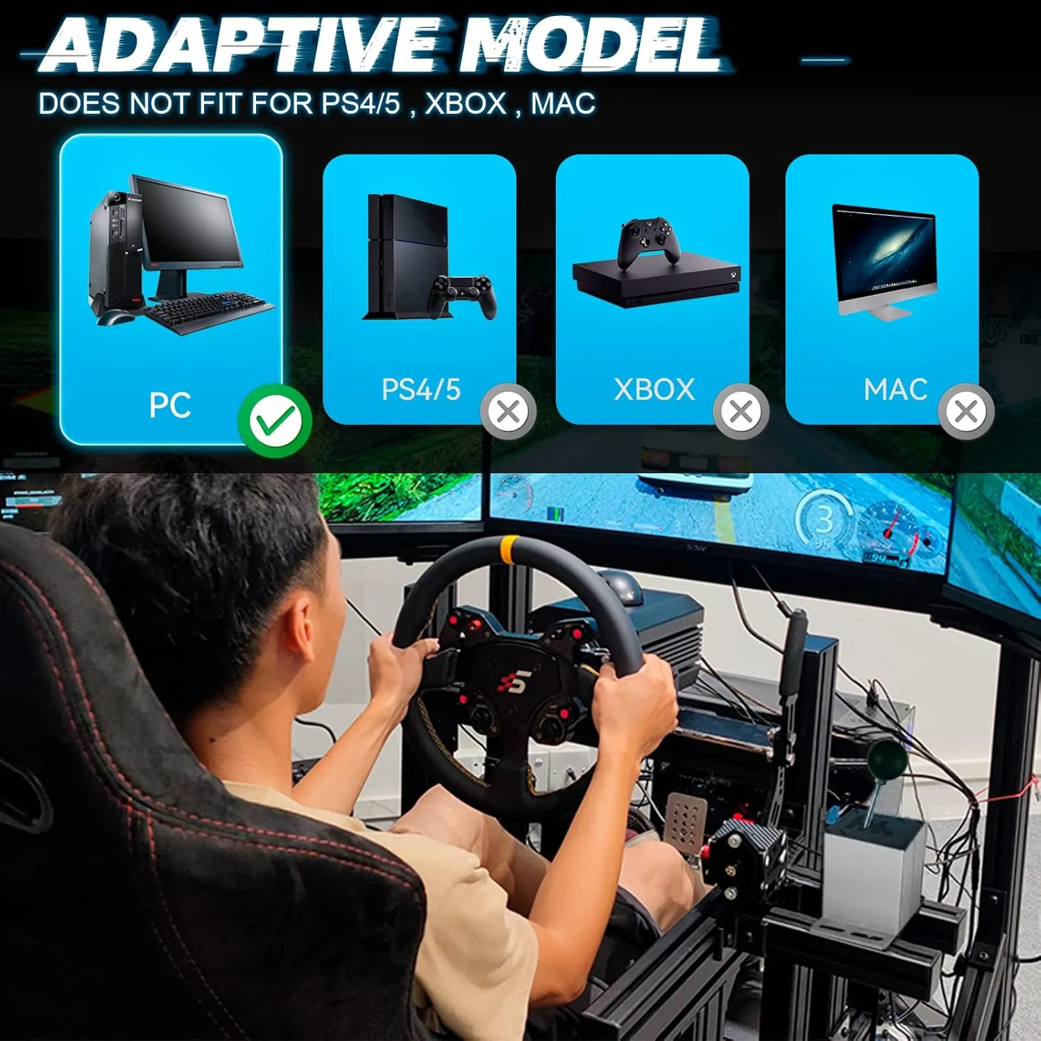 aikeec 64Bit PC USB Handbrake, Upgrade SIM Racing Games Handbrake for LO GITECH G25 G27 G29 T500 T300 THRUST MASTER FANATECOSW DIRT RALLY, 2M Nylon Cable/Reinforced Spring/Blue Clamp