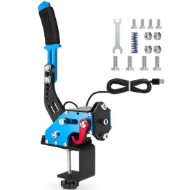 aikeec 64Bit PC USB Handbrake, Upgrade SIM Racing Games Handbrake for LO GITECH G25 G27 G29 T500 T300 THRUST MASTER FANATECOSW DIRT RALLY, 2M Nylon Cable/Reinforced Spring/Blue Clamp