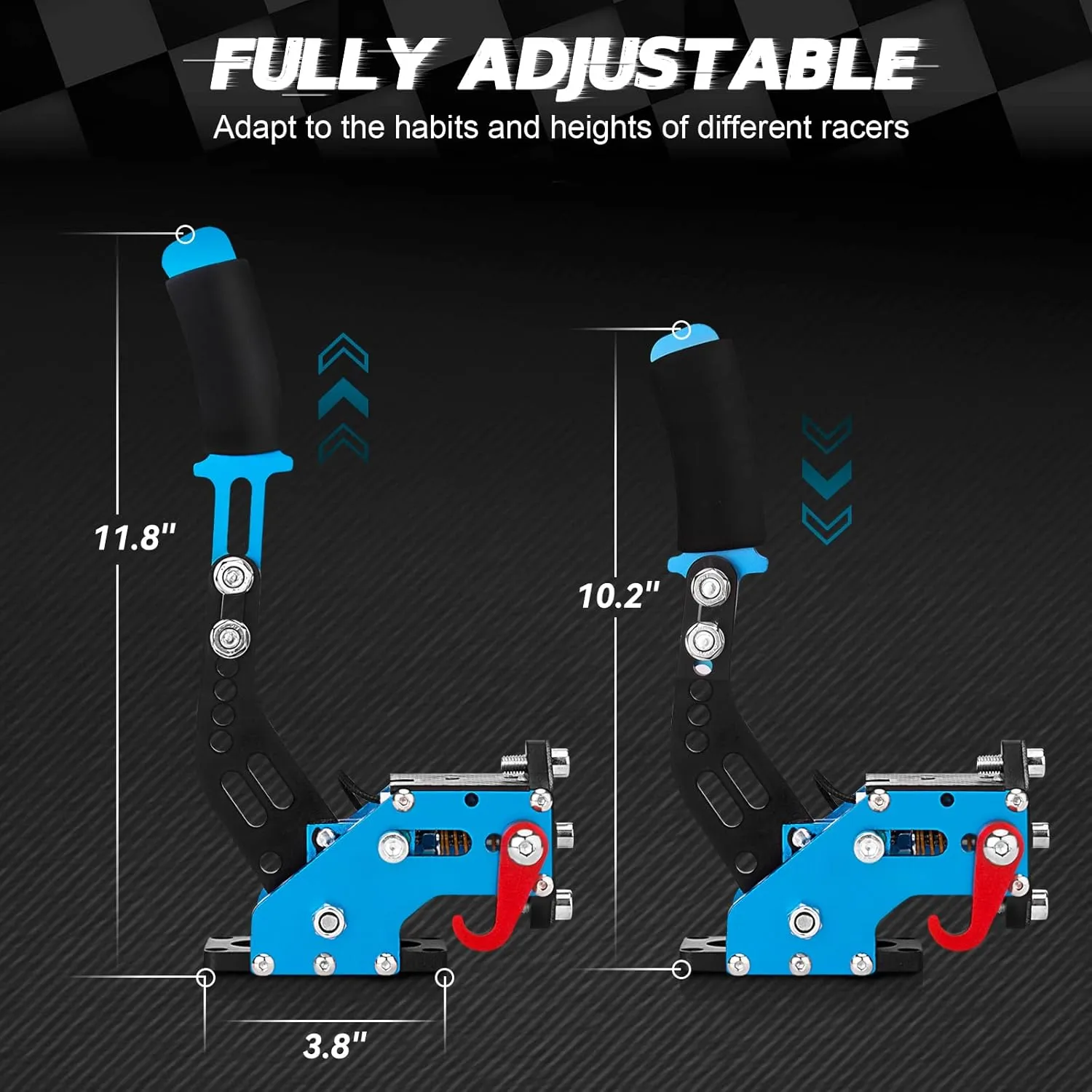 aikeec 64Bit PC USB Handbrake, Upgrade SIM Racing Games Handbrake for LO GITECH G25 G27 G29 T500 T300 THRUST MASTER FANATECOSW DIRT RALLY, 2M Nylon Cable/Reinforced Spring/Blue Clamp