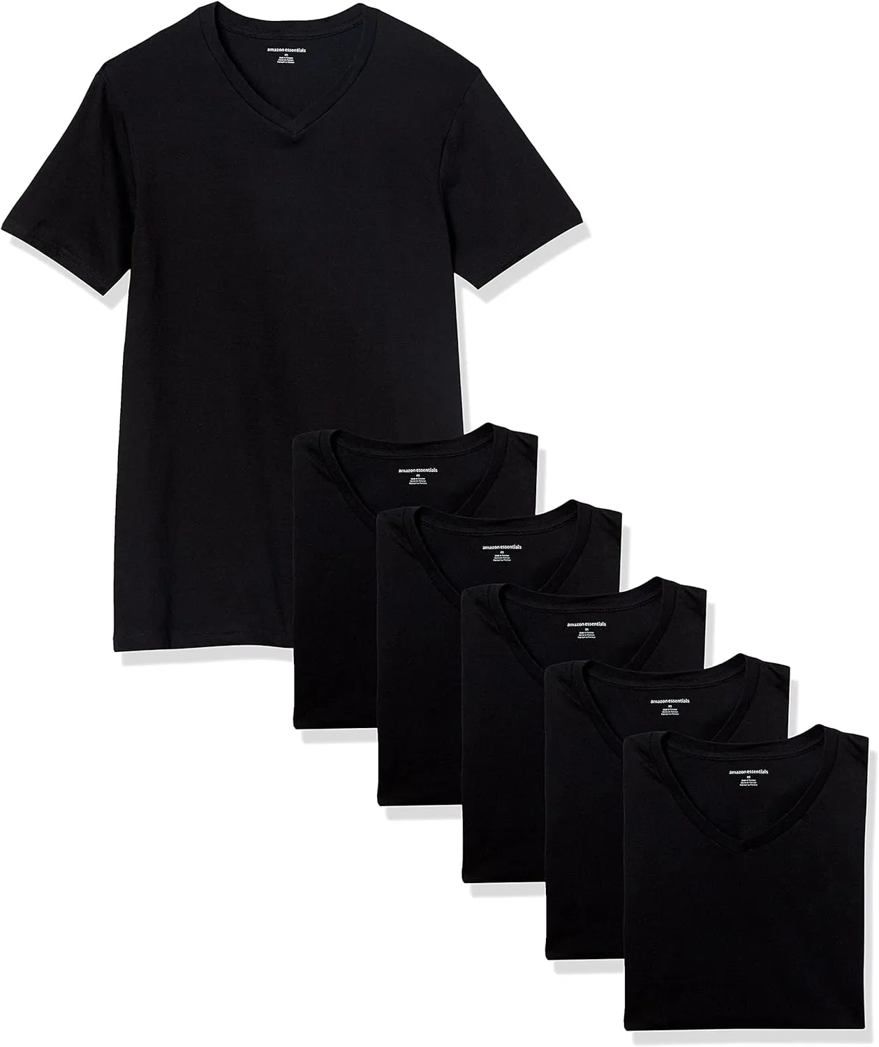 Amazon Essentials Men's V-Neck Undershirt, Breathable, Cotton, Pack of 6