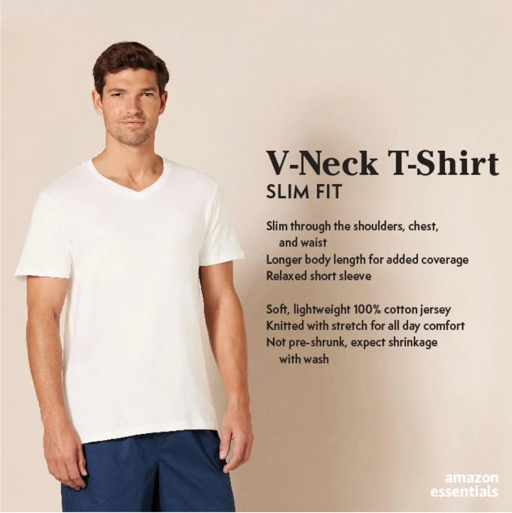 Amazon Essentials Men's V-Neck Undershirt, Breathable, Cotton, Pack of 6