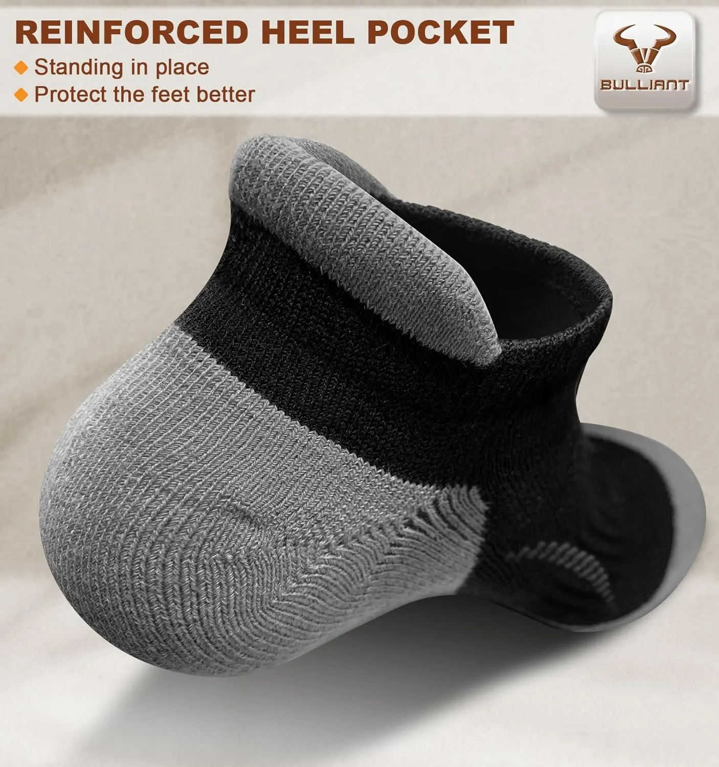 BULLIANT Men Ankle Socks,Athletic Running Socks Breathable Wicking For Men Women Cushioned Footbed Arch Supportive