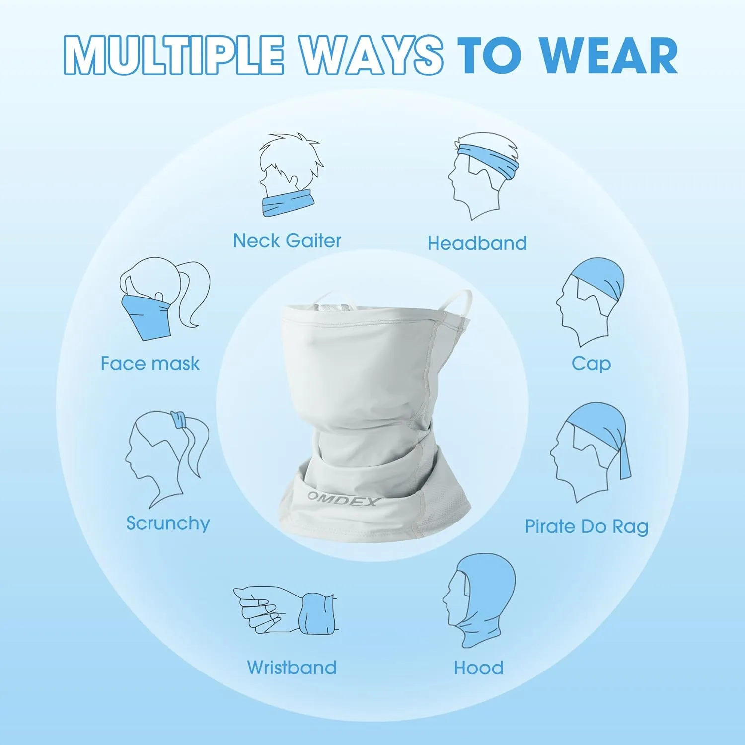 Cooling Neck Gaiter Face Cover for Sun Protection UPF 50  UV Face Mask Reflective for Men Women Fishing Cycling Hiking