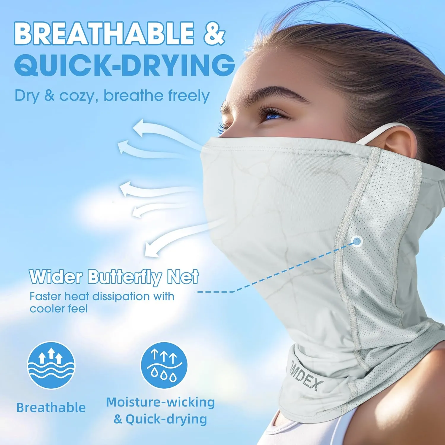 Cooling Neck Gaiter Face Cover for Sun Protection UPF 50  UV Face Mask Reflective for Men Women Fishing Cycling Hiking
