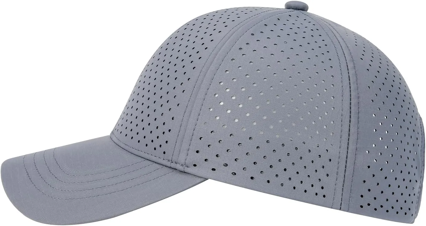 Men Summer Adjustable Performance Hat Breathable Snapback Laser Perforated Mesh Baseball Cap