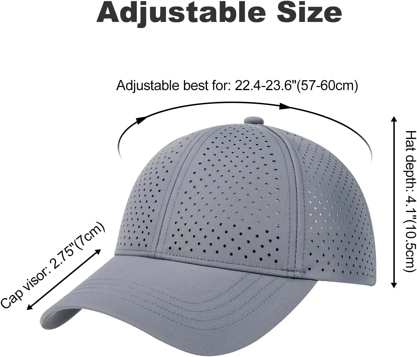 Men Summer Adjustable Performance Hat Breathable Snapback Laser Perforated Mesh Baseball Cap