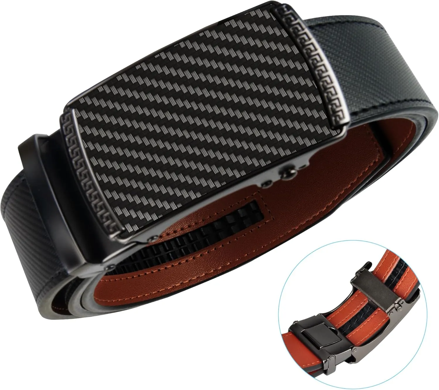 Men's Ratchet Leather Belt - Heavy Duty Adjustable Dress & Casual Belt