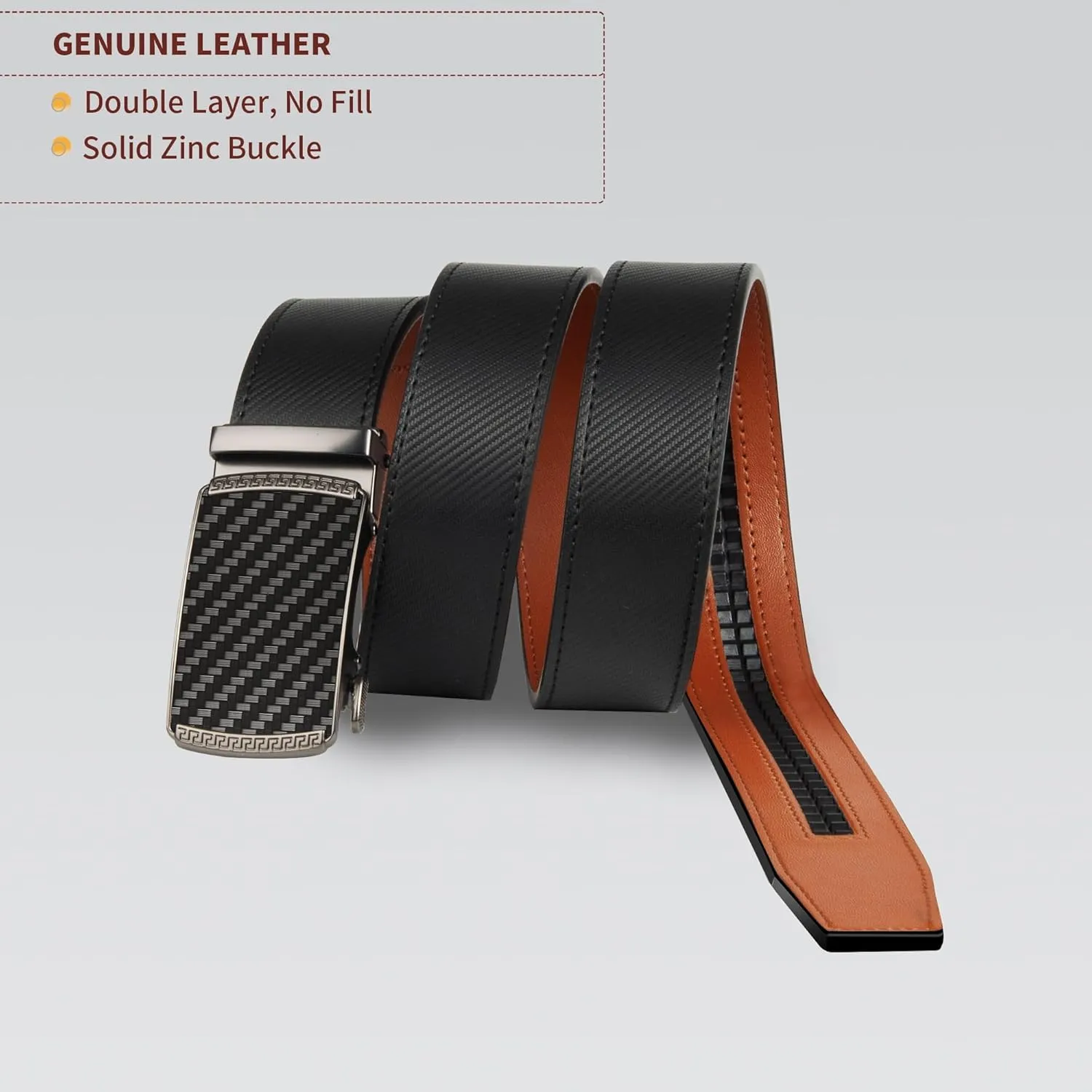Men's Ratchet Leather Belt - Heavy Duty Adjustable Dress & Casual Belt