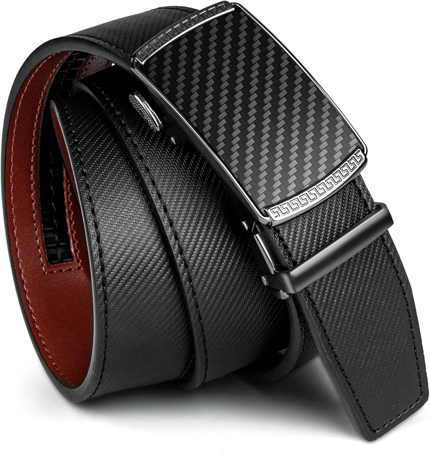 Men's Ratchet Leather Belt - Heavy Duty Adjustable Dress & Casual Belt