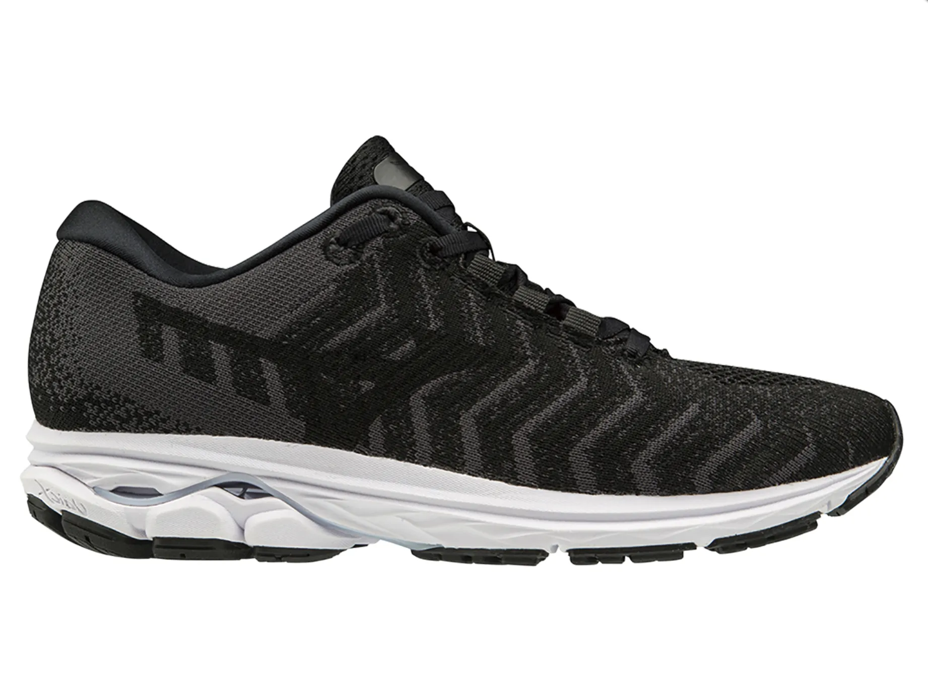 Mizuno Wave Rider Waveknit 3 Mens Running Shoe - Black/Dark Shadow
