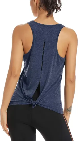Muzniuer Womens Yoga Workout Tops-Cute Open Back Running Gym Activewear Sports Shirt for Women