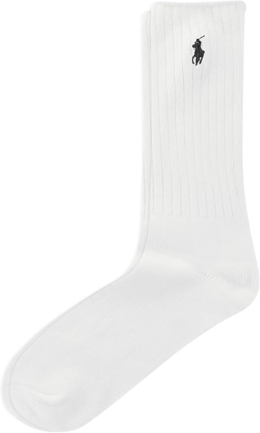 POLO RALPH LAUREN Mens Cotton Ribbed Dress Crew Socks 1 Pair Pack Solid Color Cushioned Comfort