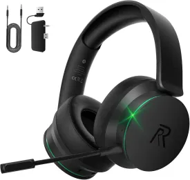 RYR Wireless Gaming Headset for Xbox Series X|S, Xbox One, PS5, PS4, Mac, Bluetooth 5.3, 3D Surround Sound, Rotatable Earmuffs, Gaming Headphones with Noise Canceling Microphones-Blackgreen