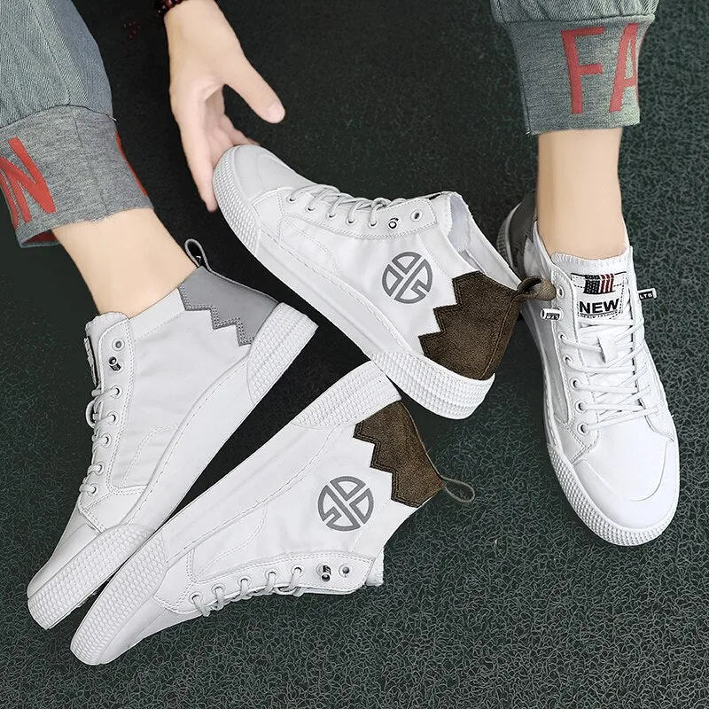 xiangtuibao  Superstar Men's Brand Shoes Comfortable Microfiber Flat Shoes Men Breathable White Sneakers Men High Top Skateboard Shoes